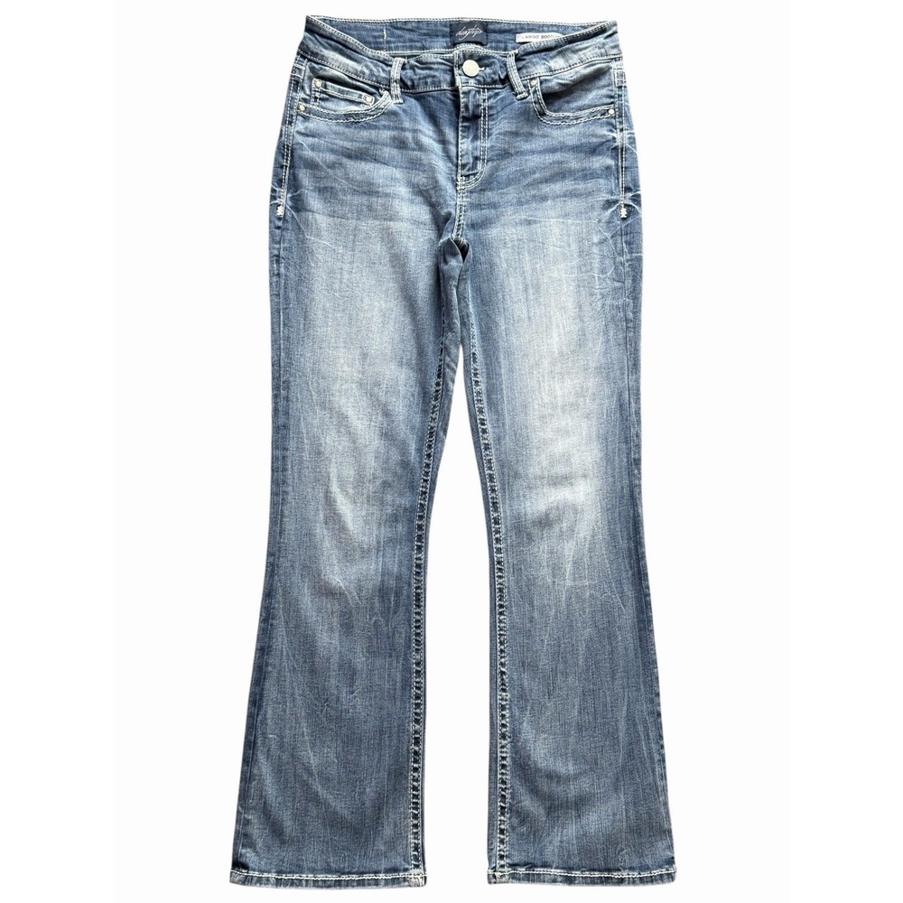 Daytrip Jeans Womens 28S Blue Virgo Bootcut Stretch Y2K Flap Pocket Denim Casual